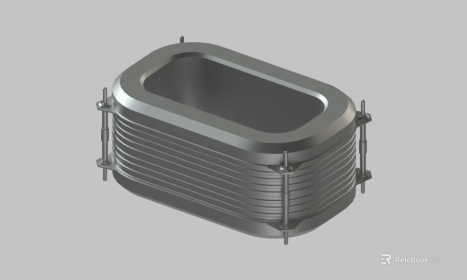 Stainless Steel Bellows Expansion Joint With Flange And Mounting Bolts 3d model 