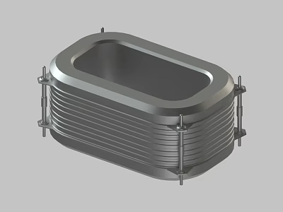 Stainless Steel Bellows Expansion Joint With Flange And Mounting Bolts 3d model