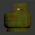 Metal LPG Gas Cylinder With Yellow Valve And Greenish Brown Exterior
