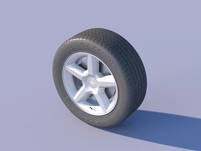 High Quality Automotive Tire With Silver Star Spoke Alloy Wheel And Black Rubber 3d model