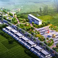 Modern Aerial View Planning of Residential Area with Green Spaces Trees Pathways and Central Plaza