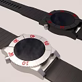 Stylish Smartwatch With Black Strap Red White Dial And Metal Buckle Design