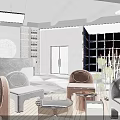 Modern Billiard Room Interior With Decorative Lights Neon Signs Bar Counter And Lounge Sofas