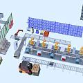 Industrial Equipment For Automated Production Line With Robotic Arms And Conveyor Belts
