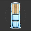 Vintage Blue Pickup Truck With Wooden Bed Rails White Wheels And Chrome Accents