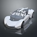 White Futuristic Sports Car With Transparent Roof And Sleek Aerodynamic Design