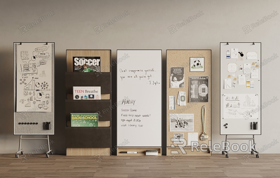 Notes Wall Whiteboard Photo Wall Magazine Rack model