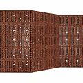Brown Woven Room Divider Folding Screen With Intricate Pattern And Panel Design 3d model