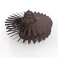 Industrial Mechanical Equipment With Rusted Metal Blades And Radial Structure