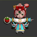 Adorable Children's Doll With Pink Hair Green Forehead Candy Decorations And Strawberry Toy