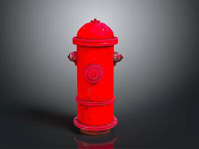 Building Exterior Red Fire Hydrant With Vintage Metal Design And Structure 3d model