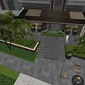 Landscape of residential area of unit entrance door 3d model