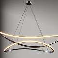 Sleek Modern Curved Metal Chandelier With LED Light Strips Suspended Design