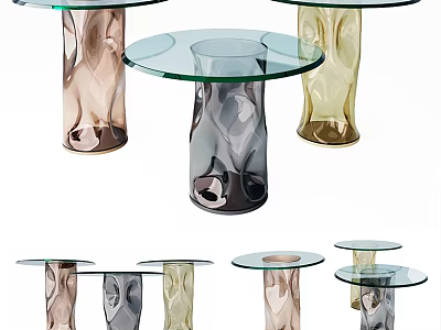 Modern Glass Top Side Tables with Colorful Bases and Stylish Design 3d model