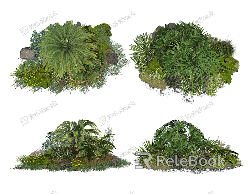 Modern Shrub Dwarf Shrub Flowers Shrub Turf Vegetation model