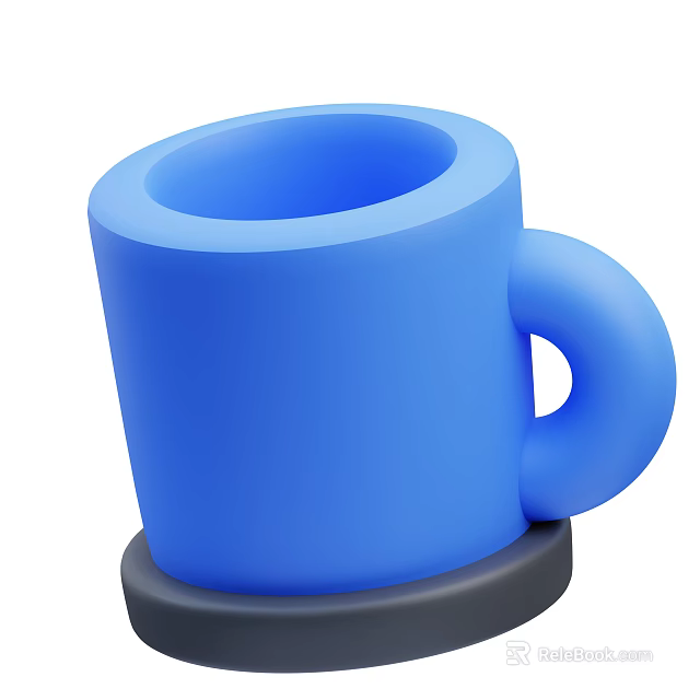 Blue Minimalist 3D Cup Design With Smooth Surface And Black Base 3d model 