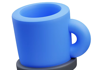 Blue Minimalist 3D Cup Design With Smooth Surface And Black Base 3d model