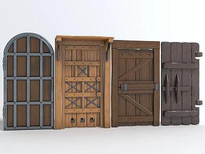 Wooden Sliding Doors With Multiple Designs And Classic Patterns For Home Decor 3d model