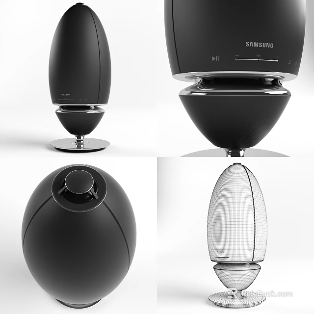 Samsung Headphone Speaker Modern Design With Black White Color And Various Angles 3d model 