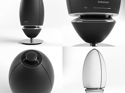 Samsung Headphone Speaker Modern Design With Black White Color And Various Angles 3d model