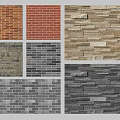 Building Exterior Wall Featuring Diverse Brick And Stone Texture Design Patterns 3d model