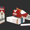 Marlboro Cigarettes Pack Carton Open Box And Cigarettes 3d model