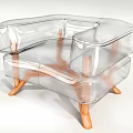 Single Sofa With Transparent Design Wooden Legs Eco Friendly No Plastics 3d model