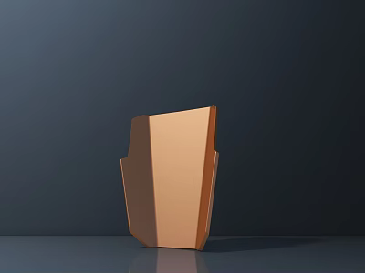Copper Colored Geometric Sculpture Art Design With Dark Background And Light Effects 3d model