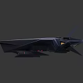 Gray Futuristic Sci Fi Aircraft Model With Sharp Pointed Structures And Streamlined Body