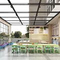 Kindergarten Bright Open Space With Large Windows Children's Activity Tables Green Plants And Decorative Paintings
