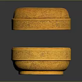 Open Golden Storage Box With Carved Patterns And Removable Lid