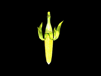 Decorative Yellow Corn Shaped Sword Featuring Green Leaves And Unique Design 3d model