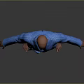 Bald Man in Blue Striped Bathrobe Standing with Arms Outstretched on Gray Gradient Background