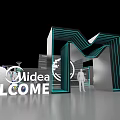 Midea Interactive Zone With Welcome Sign M Shaped Structure And Illuminated Lines 3d model