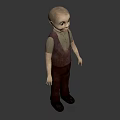 3D Character Model Wearing Brown Vest And Green Shirt In Room With Windows