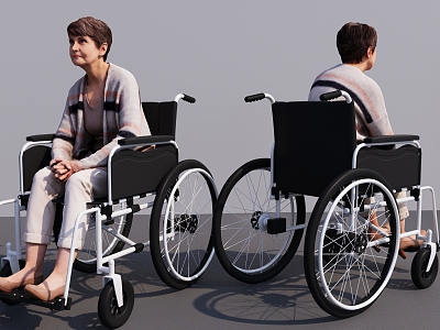 Elderly Wheelchair Elderly Paralysis Elderly Wheelchair Disabled Soft Seat Wheelchair Human Figure 3d model