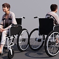 Elderly Wheelchair Elderly Paralysis Elderly Wheelchair Disabled Soft Seat Wheelchair Human Figure 3d model