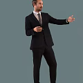 Business Men In Suits With Various Standing And Sitting Poses