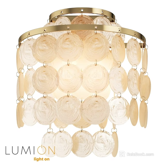 Elegant Modern Wall Lamp With Layered Circular Glass Decorative Pieces And Brass Frame 3d model 