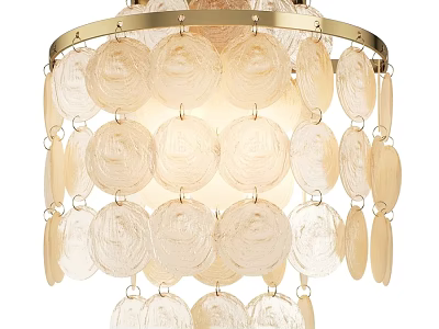 Elegant Modern Wall Lamp With Layered Circular Glass Decorative Pieces And Brass Frame 3d model