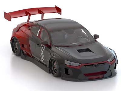 Sporty Black Red Car With Aerodynamic Rear Spoiler And Modified Body Design 3d model