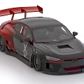 Sporty Black Red Car With Aerodynamic Rear Spoiler And Modified Body Design