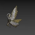 Game Fantasy Character With Intricate Patterned Wings And Gear Shaped Headpiece