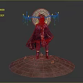 Decorative Character Figurine With Antler Headdress Long Hair Dark Cloak And Circular Base