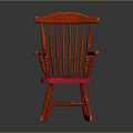 Elegant Red Wooden Rocking Chair With Soft Pink Cushion And Classic Design