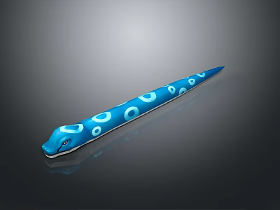 Blue Reptile Snake With Long Body And White Circular Patterns On Dark Background 3d model