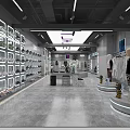 Modern Clothing Store Interior With Shoe Displays Clothing Racks And Display Tables