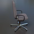 Comfortable High Back Gray Fabric Office Chair With Black Armrests Metal Base And Swivel Casters