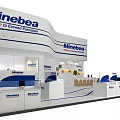 Minebea Modern Exhibition Booth With White Blue Design Reception Desk And Branding Elements