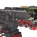 Vintage Steam Train Models With Gray Yellow Green Chimney Wheels And Body Structure